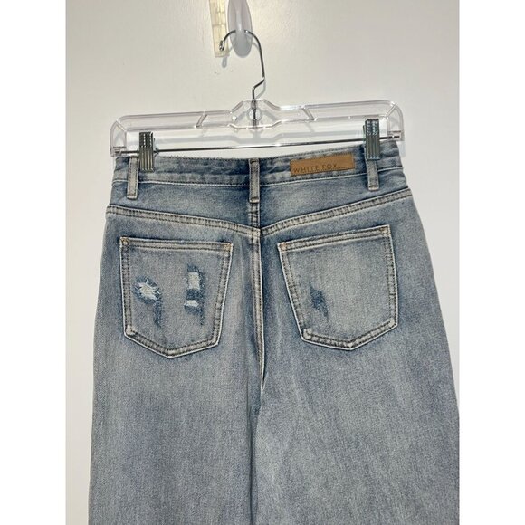NWT White Fox Blue Lets Bounce Disressed Boyfriend Jeans Women Size Small - Picture 8 of 13